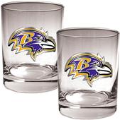 NFL Baltimore Ravens 2 piece Rocks Glass Set