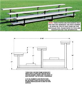Bleachers 3 ROW Non-Elev Low Rise No Aisles
