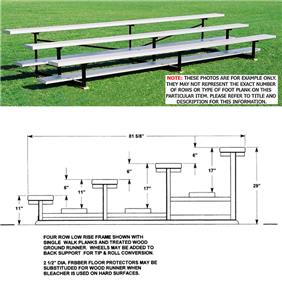 Outdoor Bleachers 4 ROW Low Rise No Aisles