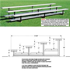 Outdoor Bleachers 4 ROW No-Elev Low Riser No Aisle