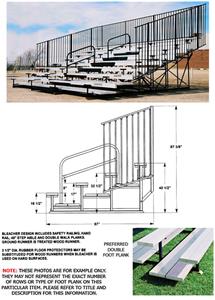Bleachers 4 ROW No-Elevated w/Aisles/Handrail