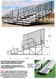 Bleachers 6 ROW Non-Elevated w/Aisles/Handrail
