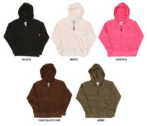 J America Womens Allison Jumbo Thermal Zip Hoodie