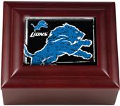 NFL Detroit Lions Mahogany Keepsake Box