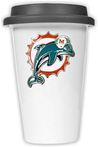 NFL Miami Dolphins Ceramic Cup with Black Lid
