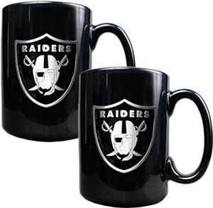 NFL Oakland Raiders Black Ceramic Mug (Set of 2)