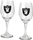 NFL Oakland Raiders 2 Piece Wine Glass Set