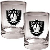 NFL Oakland Raiders 14oz 2 piece Rocks Glass Set