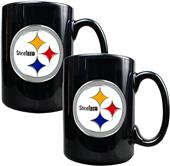 NFL Pittsburgh Steelers Black Ceramic Mug Set of 2