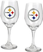 NFL Pittsburgh Steelers 2 Piece Wine Glass Set
