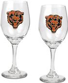 NFL Chicago Bears 2 Piece Wine Glass Set