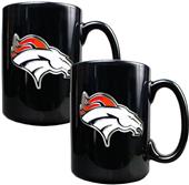 NFL Denver Broncos Black Ceramic Mug (Set of 2)