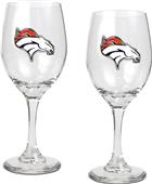 NFL Denver Broncos 2 Piece Wine Glass Set