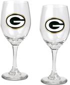 NFL Green Bay Packers 2 Piece Wine Glass Set