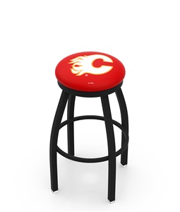 Calgary Flames NHL Flat Ring Blk Bar Stool
