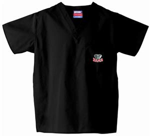 Univ of Alabama Elephant Black Scrub Tops