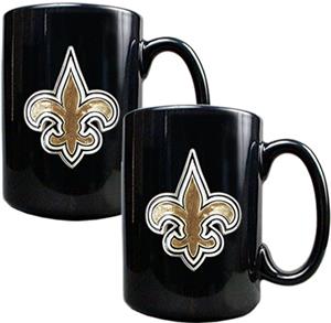 NFL New Orleans Saints Black Ceramic Mug Set of 2