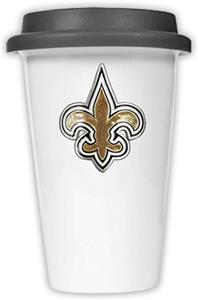 NFL New Orleans Saints Ceramic Cup with Black Lid