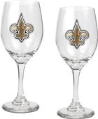 NFL New Orleans Saints 2 Piece Wine Glass Set