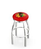 Chicago Blackhawks NHL Flat Ring Chrome Bar Stool