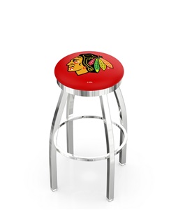 Chicago Blackhawks NHL Flat Ring Chrome Bar Stool