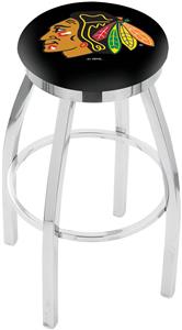 Chicago Blackhawks NHL Flat Ring Chrome Bar Stool