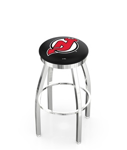 New Jersey Devils NHL Flat Ring Chrome Bar Stool