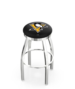 Pittsburgh Penguins NHL Flat Ring Chrome Bar Stool