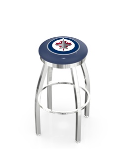 Winnipeg Jets NHL Flat Ring Chrome Bar Stool