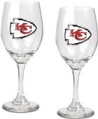 NFL Kansas City Chiefs 2 Piece Wine Glass Set