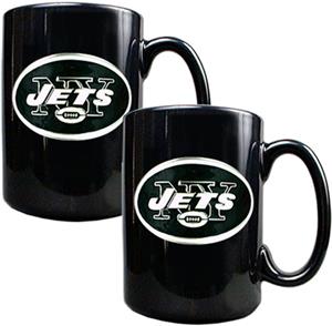 NFL New York Jets Black Ceramic Mug (Set of 2)