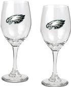 NFL Philadelphia Eagles 2 Piece Wine Glass Set