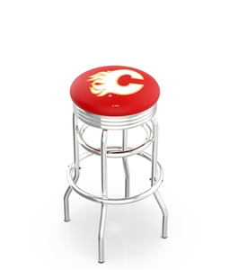 Calgary Flames NHL Ribbed Double-Ring Bar Stool