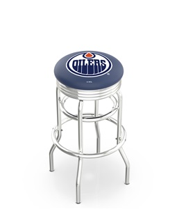 Edmonton Oilers NHL Ribbed Double-Ring Bar Stool
