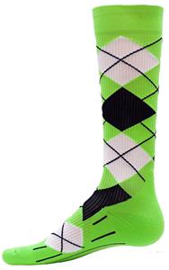 Red Lion Neon Green Argyle Compression Socks