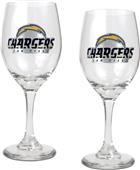 NFL San Diego Chargers 2 Piece Wine Glass Set