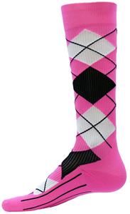 Red Lion Neon Pink Argyle Compression Socks