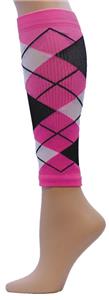 Red Lion Neon Pink Argyle Compression Leg Sleeves