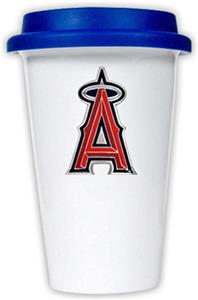 MLB Angels 12oz Double Wall Ceramic Cup w/Blue Lid
