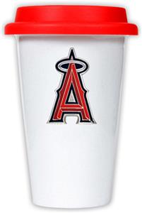 MLB Angels 12oz Double Wall Ceramic Cup w/Red Lid