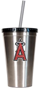 MLB Angels 16oz Stainless Steel Tumbler with Straw