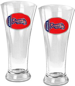 MLB Atlanta Braves 2 Piece Pilsner Glass Set