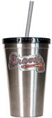 MLB Braves 16oz Stainless Steel Tumbler with Straw