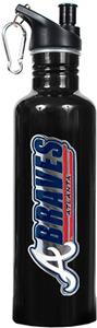 MLB Braves 26oz Black Stainless Water Bottle