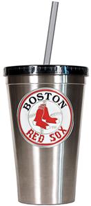 MLB Red Sox 16oz Stainless Steel Tumbler w/Straw
