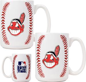 MLB Indians 15oz. Ceramic Gameball Mug Set of 2