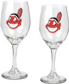MLB Cleveland Indians 2 Piece Wine Glass Set