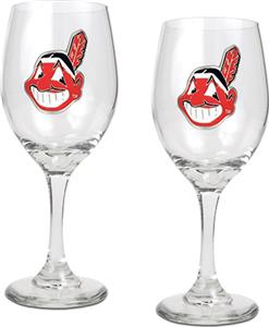 MLB Cleveland Indians 2 Piece Wine Glass Set
