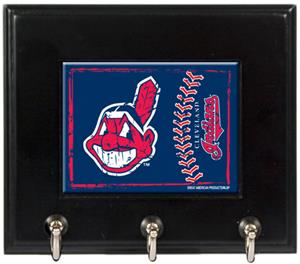MLB Cleveland Indians Wood Keyhook Rack