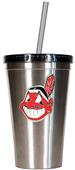 MLB Indians 16oz Stainless Steel Tumbler w/Straw